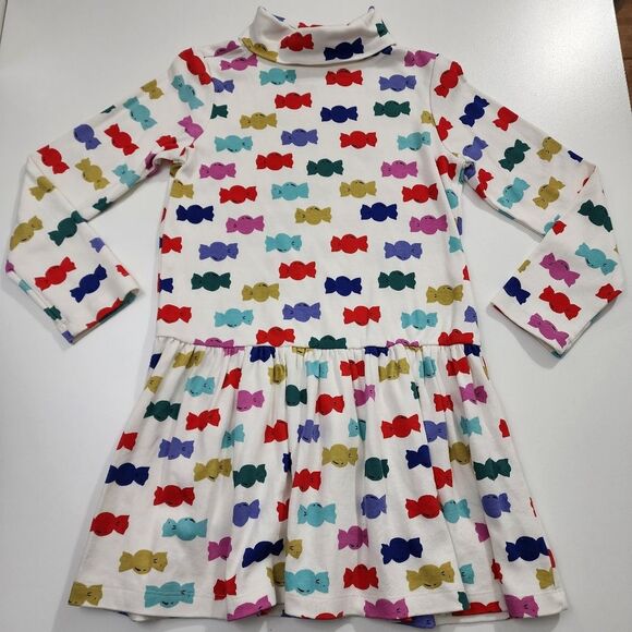 Girls Candy Wrapper Colorful Cotton Turtleneck Hanna Andersson Dress Size 6-7 - Picture 2 of 7